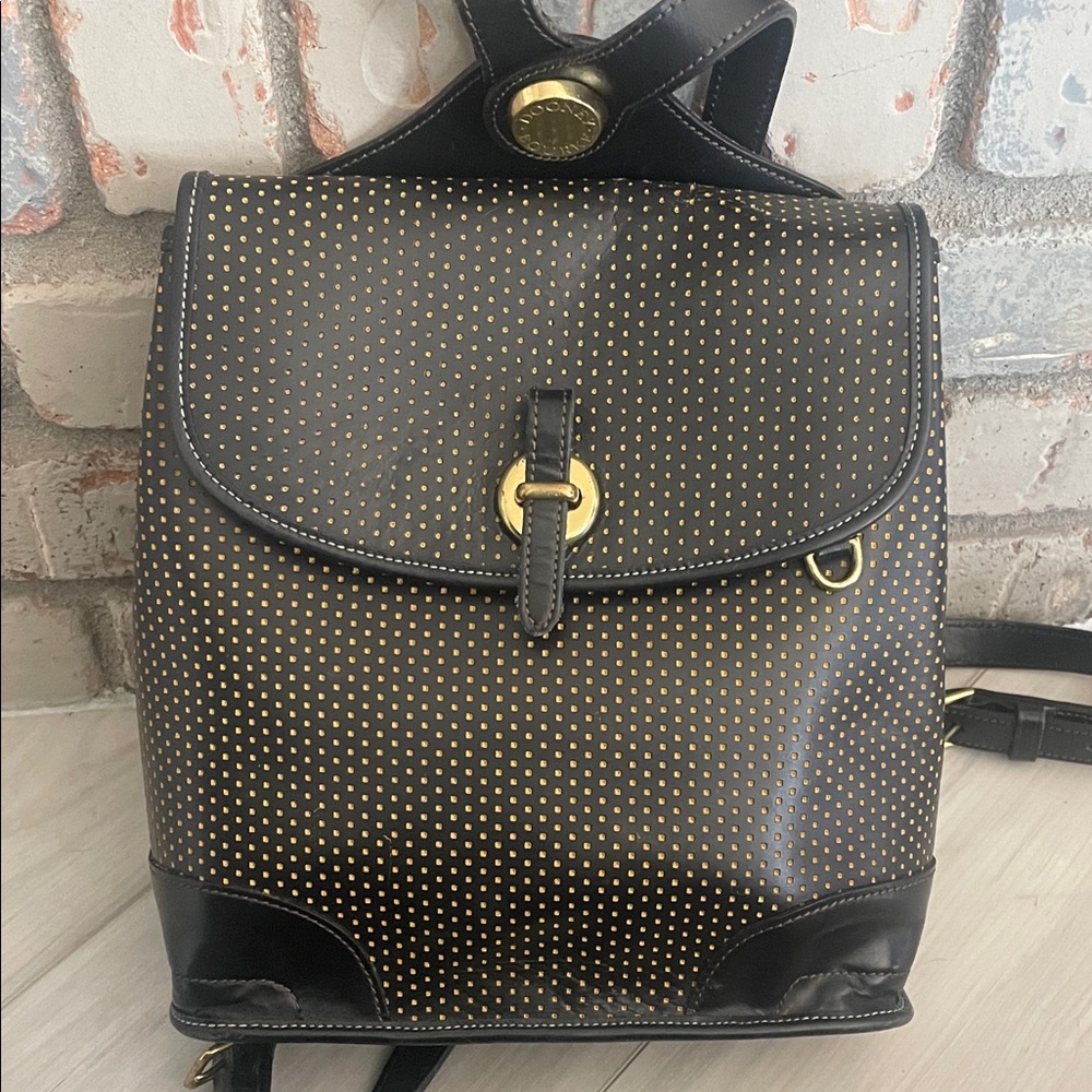 Dooney & Bourke Black and Gold Dot Backpack